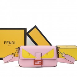230Fendi BaguetteMedium baguette handbag from the Monster Collection embellished with the original FF red claspFeatures a front flap with magnetic closureInterior compartment with zippered pocketFeatures a leather Selleria seal with gold-tone finishMetal 