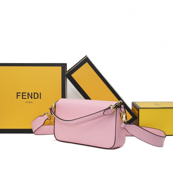 230Fendi BaguetteMedium baguette handbag from the Monster Collection embellished with the original FF red claspFeatures a front flap with magnetic closureInterior compartment with zippered pocketFeatures a leather Selleria seal with gold-tone finishMetal 
