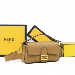 290 FirecrackersFendi BaguetteMedium baguetteCuoio RomanoMade of cowhide leatherHand-stitched and embellished with FF claspFeatures a front flap with magnetic closureInterior compartment with zippered pocketFeatures a leather Selleria seal with gold-tone 