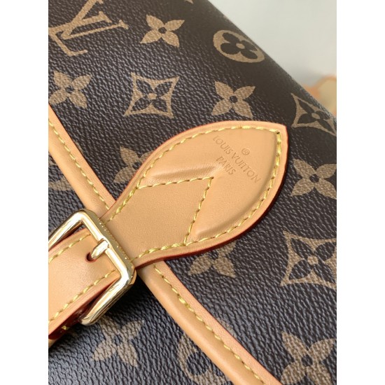 M45985 Baguette Bag Diane Handbag with pockets and neat interior Wide jacquard shoulder strap with Louis Vuitton logo and Monogram floral on both sides Size 240 x 150 x 90 cm
