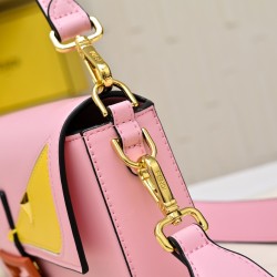 220Fendi BaguetteMedium baguette handbag from the Monster Collection embellished with FF original red buckleFeatures a front flap with magnetic closureInterior compartment with zipper pocketLeather Selleria seal with gold-tone finishMetal hardwareFeatures