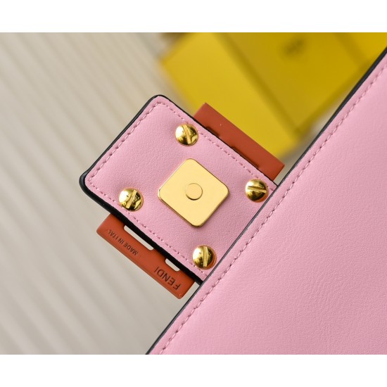 220Fendi BaguetteMedium baguette handbag from the Monster Collection embellished with FF original red buckleFeatures a front flap with magnetic closureInterior compartment with zipper pocketLeather Selleria seal with gold-tone finishMetal hardwareFeatures