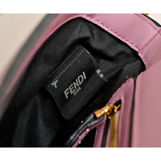 220Fendi BaguetteMedium baguette handbag from the Monster Collection embellished with FF original red buckleFeatures a front flap with magnetic closureInterior compartment with zipper pocketLeather Selleria seal with gold-tone finishMetal hardwareFeatures