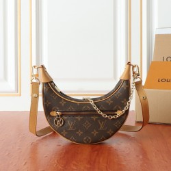210 Original Upgraded Nicolas Ghesquire Traces his roots to the Croissant bag from the Louis Vuitton archives for the Spring 2022 collection Loop Half Moon Baguette Bag Compact shape to fit the body's rhythms Zippered front pocket with rounded LV zipper h