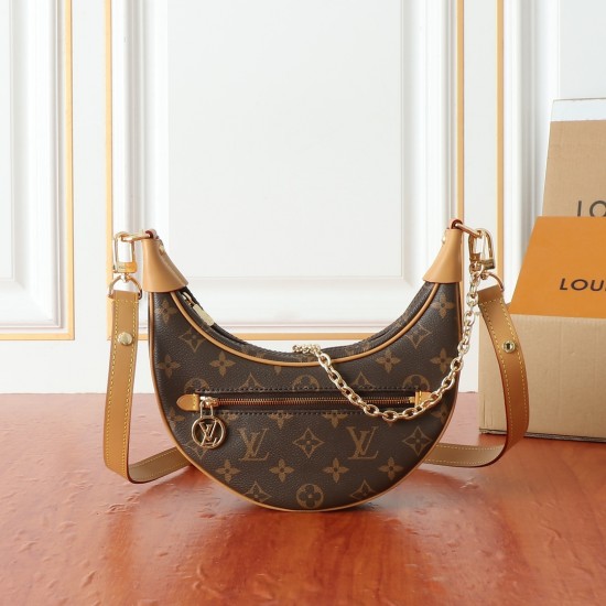 210 Original Upgraded Nicolas Ghesquire Traces his roots to the Croissant bag from the Louis Vuitton archives for the Spring 2022 collection Loop Half Moon Baguette Bag Compact shape to fit the body's rhythms Zippered front pocket with rounded LV zipper h