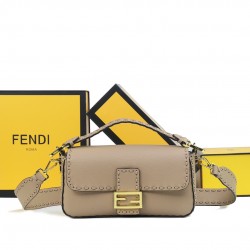 290 FirecrackersFendi BaguetteMedium baguetteCuoio RomanoMade of cowhide leatherHand-stitched and embellished with FF claspFeatures a front flap with magnetic closureInterior compartment with zippered pocketFeatures a leather Selleria seal with gold-tone 