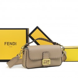 290 FirecrackersFendi BaguetteMedium baguetteCuoio RomanoMade of cowhide leatherHand-stitched and embellished with FF claspFeatures a front flap with magnetic closureInterior compartment with zippered pocketFeatures a leather Selleria seal with gold-tone 