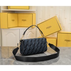 230 Model 8890Iconic BaguetteMedium baguette chenilleMaterialsPrinted with gold FF patternDecorated with color coordinating leather detailsStrapSuede fabric interiorVintage gold hardwareHandbag with removable handles and shoulder strapCan be carried over 