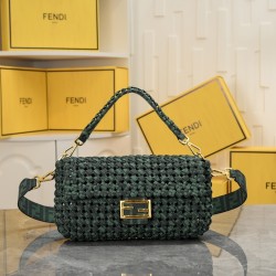 260 Now FI New Old Flower Woven Baguette Iconic Baguette Medium Handbag with Flap Design with FF Magnetic Buckle Closure FF Jacquard Fabric Woven Strap Superb on the body to see the highest rate of pieces can be a variety of vintage with the classic style