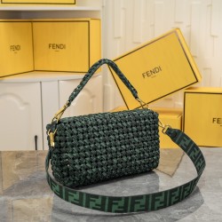 260 Now FI New Old Flower Woven Baguette Iconic Baguette Medium Handbag with Flap Design with FF Magnetic Buckle Closure FF Jacquard Fabric Woven Strap Superb on the body to see the highest rate of pieces can be a variety of vintage with the classic style