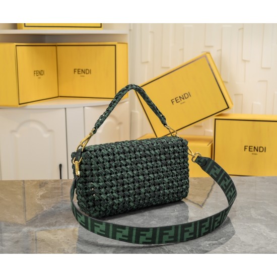 260 Now FI New Old Flower Woven Baguette Iconic Baguette Medium Handbag with Flap Design with FF Magnetic Buckle Closure FF Jacquard Fabric Woven Strap Superb on the body to see the highest rate of pieces can be a variety of vintage with the classic style
