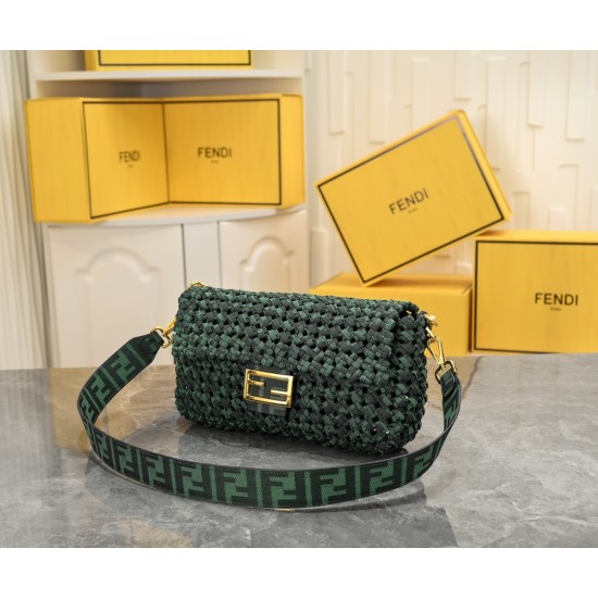 260 Now FI New Old Flower Woven Baguette Iconic Baguette Medium Handbag with Flap Design with FF Magnetic Buckle Closure FF Jacquard Fabric Woven Strap Superb on the body to see the highest rate of pieces can be a variety of vintage with the classic style