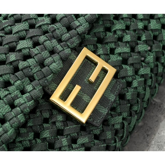 260 Now FI New Old Flower Woven Baguette Iconic Baguette Medium Handbag with Flap Design with FF Magnetic Buckle Closure FF Jacquard Fabric Woven Strap Superb on the body to see the highest rate of pieces can be a variety of vintage with the classic style