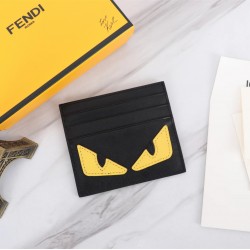 Brand FENDI Fendi style Slim full black card case Item No. 2020568 color black lemon yellow material head imported nappa cowhide size 1059FENDI short clip card case Introduction 20 years of spring and summer of the latest handbags using head imported napp