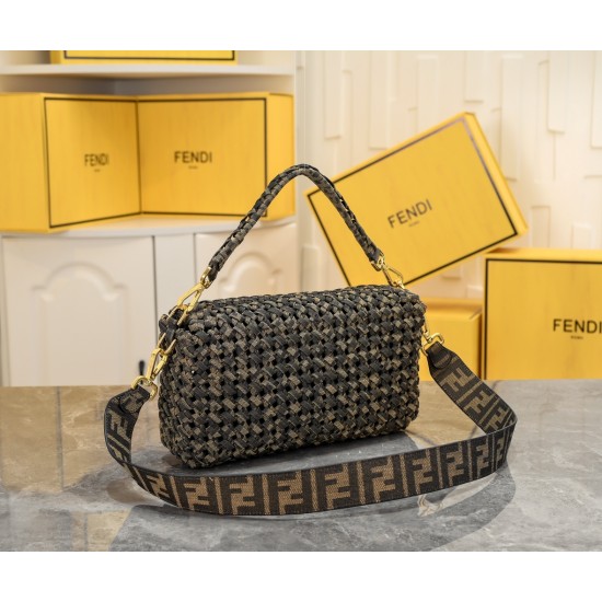 260 now Model 7713FI New Old Flower Woven Baguette Iconic Baguette Medium Handbag with Flap Design with FF Magnetic Closure FF Jacquard Fabric Woven Strap on the body is super good to see the highest rate of pieces can be a variety of retro with the class