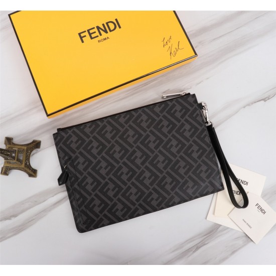 Brand FENDI Fendi model number organ PVC yellow handbag Item No. 168568 color black size 30202 material head layer imported nappa cowhide double letters PVC FENDI pouch Fendi handbag super explosive models to come pulling the first layer of nappa cowhide 