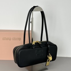 320 2025 spring and summer miumiu new 25Miu new bowling ball heavy handmade using multiple leather letters Logo spliced together from the bold and innovative design perfectly interprets the Miu eclectic style dashing casual and tolerant attitude towards l