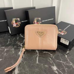 PRADA Prada logo logo zipper closure leather coin purse unisex No. 315 color black pink grey