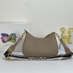 290 Seasonal new Prada Prada 2023 new VITELLODAINO shoulder SOFT crossbody bag men and women's classic outlook on the future fashion and hundred hitched on the body and A and valiant must-enter models Model 1BH193 Size 2516