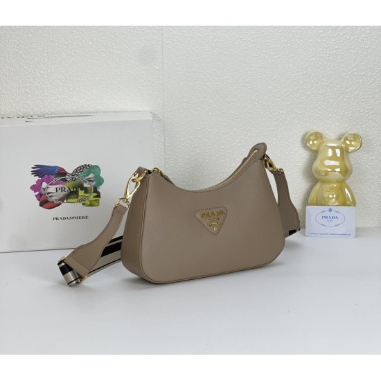 290 Seasonal new Prada Prada 2023 new VITELLODAINO shoulder SOFT crossbody bag men and women's classic outlook on the future fashion and hundred hitched on the body and A and valiant must-enter models Model 1BH193 Size 2516
