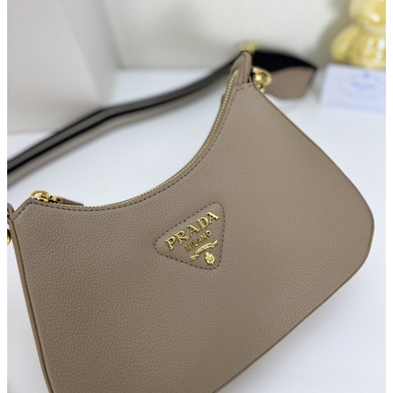 290 Seasonal new Prada Prada 2023 new VITELLODAINO shoulder SOFT crossbody bag men and women's classic outlook on the future fashion and hundred hitched on the body and A and valiant must-enter models Model 1BH193 Size 2516