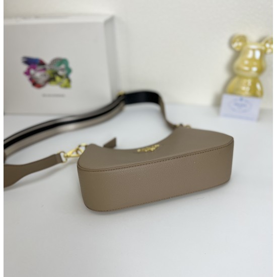 290 Seasonal new Prada Prada 2023 new VITELLODAINO shoulder SOFT crossbody bag men and women's classic outlook on the future fashion and hundred hitched on the body and A and valiant must-enter models Model 1BH193 Size 2516