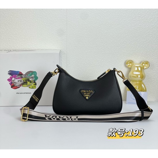 290 Seasonal new Prada Prada 2023 new VITELLODAINO shoulder SOFT crossbody bag men and women's classic outlook on the future fashion and hundred hitched on the body and A and valiant must-enter models Model 1BH193 Size 2516