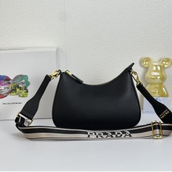 290 Seasonal new Prada Prada 2023 new VITELLODAINO shoulder SOFT crossbody bag men and women's classic outlook on the future fashion and hundred hitched on the body and A and valiant must-enter models Model 1BH193 Size 2516
