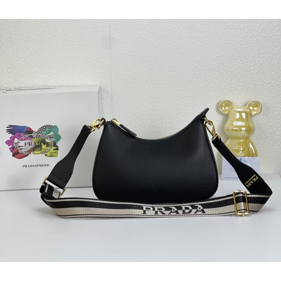 290 Seasonal new Prada Prada 2023 new VITELLODAINO shoulder SOFT crossbody bag men and women's classic outlook on the future fashion and hundred hitched on the body and A and valiant must-enter models Model 1BH193 Size 2516