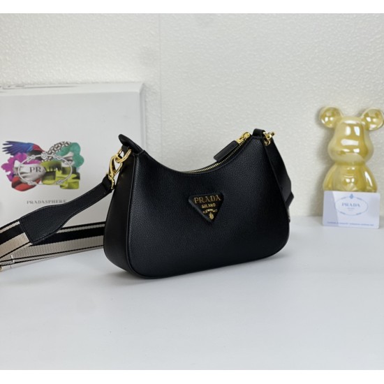 290 Seasonal new Prada Prada 2023 new VITELLODAINO shoulder SOFT crossbody bag men and women's classic outlook on the future fashion and hundred hitched on the body and A and valiant must-enter models Model 1BH193 Size 2516