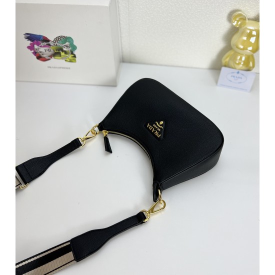 290 Seasonal new Prada Prada 2023 new VITELLODAINO shoulder SOFT crossbody bag men and women's classic outlook on the future fashion and hundred hitched on the body and A and valiant must-enter models Model 1BH193 Size 2516