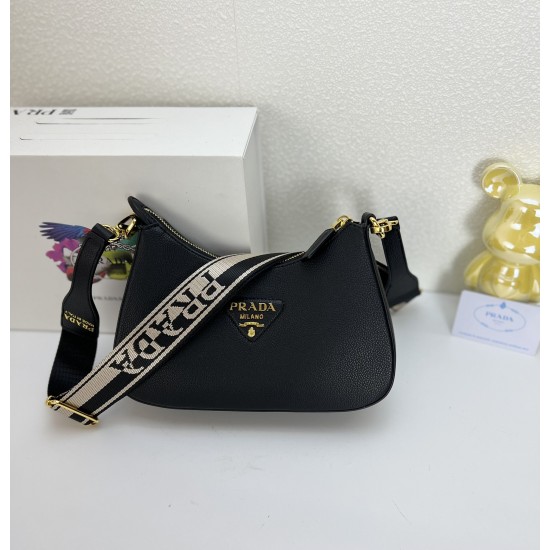 290 Seasonal new Prada Prada 2023 new VITELLODAINO shoulder SOFT crossbody bag men and women's classic outlook on the future fashion and hundred hitched on the body and A and valiant must-enter models Model 1BH193 Size 2516