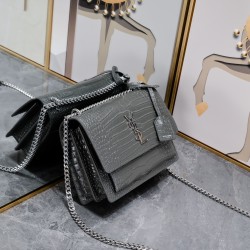 250YSL crocodile pattern Prince Wen the same models continue to burst in the special cowhide pressure three-dimensional pattern imported electroplating antique silver hardware street photography talisman tracking focus practical classic models temperament