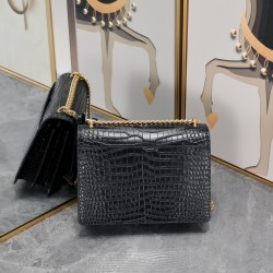 250YSL crocodile pattern Prince Wen the same models continue to burst in the special cowhide pressure three-dimensional pattern imported electroplating antique silver hardware street photography talisman tracking focus practical classic models temperament