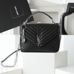 260 black silver buckle counter demon models SaintLaurentSLP counter latest version of the market exclusive imported leather original leather goat grain hand-embroidered V line ultra-smooth soft and comfortable bag shape exquisite practical pocket YSL gol