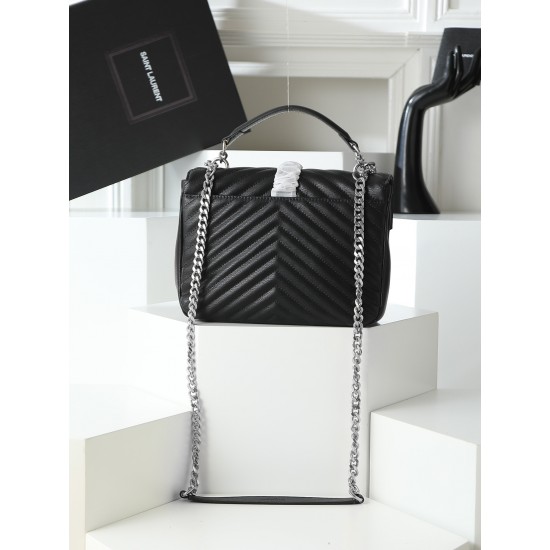 260 black silver buckle counter demon models SaintLaurentSLP counter latest version of the market exclusive imported leather original leather goat grain hand-embroidered V line ultra-smooth soft and comfortable bag shape exquisite practical pocket YSL gol