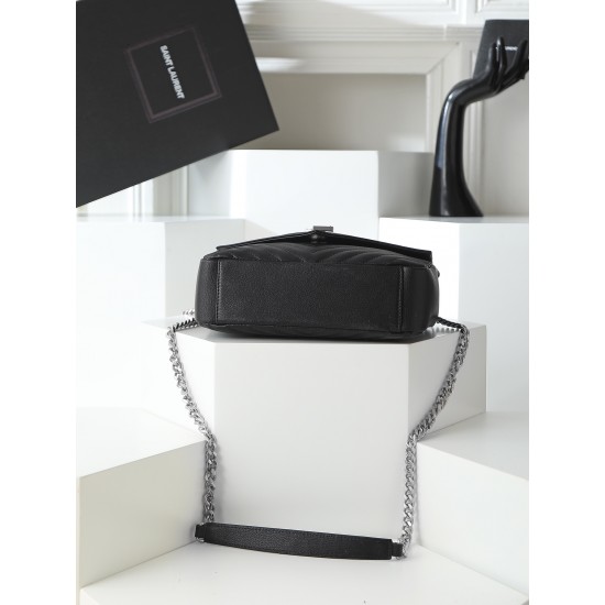 260 black silver buckle counter demon models SaintLaurentSLP counter latest version of the market exclusive imported leather original leather goat grain hand-embroidered V line ultra-smooth soft and comfortable bag shape exquisite practical pocket YSL gol