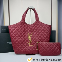 280ICARE plus size quilted sheepskin shopping bag MAXI shopping bag lasso closure design decorated with square quilted seams and classic YSL logo Napa sheepskin central three-dimensional combination of letters avant-garde and air field perfect interpretat