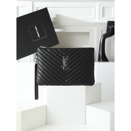 180 Black Silver YSL Market Exclusive Beaten and molded to order The highest version of the market strong YvesSaintLaurent embroidery line handbag Italian calfskin hand feel super The first in the market Size 30Cm Model 1850