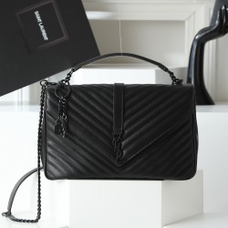 290 black black buckle counter demon models SaintLaurentSLP counter latest version of the market exclusive imported leather original leather goat grain hand-embroidered V line ultra-smooth soft and comfortable bag shape exquisite practical pocket YSL gold