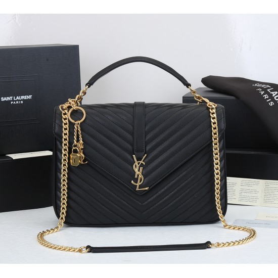 Lot 290 black gold buckle SaintLaurent demon SaintLaurentSLP counter latest version market exclusive imported leather original goat grain leather hand embroidered V line super silky soft comfortable bag shape exquisite practical pocket YSL gold buckle har