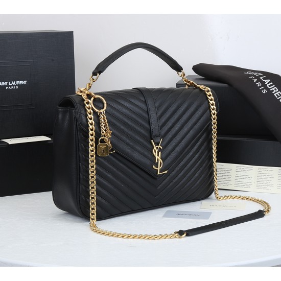 Lot 290 black gold buckle SaintLaurent demon SaintLaurentSLP counter latest version market exclusive imported leather original goat grain leather hand embroidered V line super silky soft comfortable bag shape exquisite practical pocket YSL gold buckle har