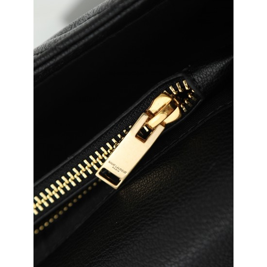 290 black gold buckle counter demon models SaintLaurentSLP counter latest version of the market exclusive imported leather original leather goat grain hand-embroidered V line ultra-smooth soft and comfortable bag shape exquisite practical pocket YSL gold 