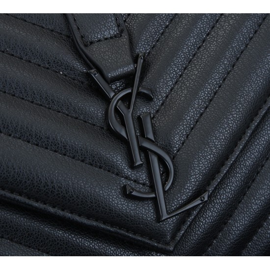Lot 260 black black buckle counter demon models SaintLaurentSLP counter latest version of the market exclusive imported leather original leather goat grain hand-embroidered V line super silky soft and comfortable bag shape exquisite practical pocket YSL g