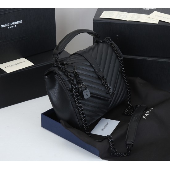Lot 260 black black buckle counter demon models SaintLaurentSLP counter latest version of the market exclusive imported leather original leather goat grain hand-embroidered V line super silky soft and comfortable bag shape exquisite practical pocket YSL g
