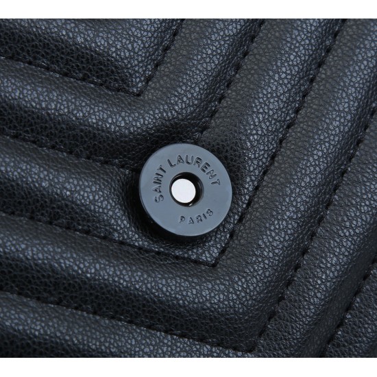 Lot 260 black black buckle counter demon models SaintLaurentSLP counter latest version of the market exclusive imported leather original leather goat grain hand-embroidered V line super silky soft and comfortable bag shape exquisite practical pocket YSL g