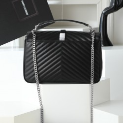 290 black silver buckle counter demon models SaintLaurentSLP counter latest version of the market exclusive imported leather original leather goat grain hand-embroidered V line ultra-smooth soft and comfortable bag shape exquisite practical pocket YSL gol