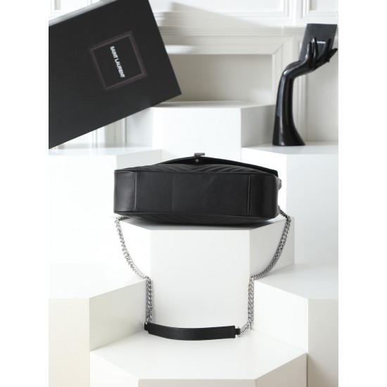 290 black silver buckle counter demon models SaintLaurentSLP counter latest version of the market exclusive imported leather original leather goat grain hand-embroidered V line ultra-smooth soft and comfortable bag shape exquisite practical pocket YSL gol
