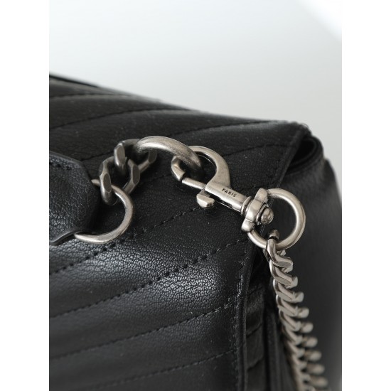 290 black silver buckle counter demon models SaintLaurentSLP counter latest version of the market exclusive imported leather original leather goat grain hand-embroidered V line ultra-smooth soft and comfortable bag shape exquisite practical pocket YSL gol