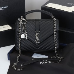 260 black and silver buckle counter demon models SaintLaurentSLP counter latest version of the market exclusive imported leather original leather goat grain hand-embroidered V line super silky soft and comfortable bag shape exquisite practical pocket YSL 